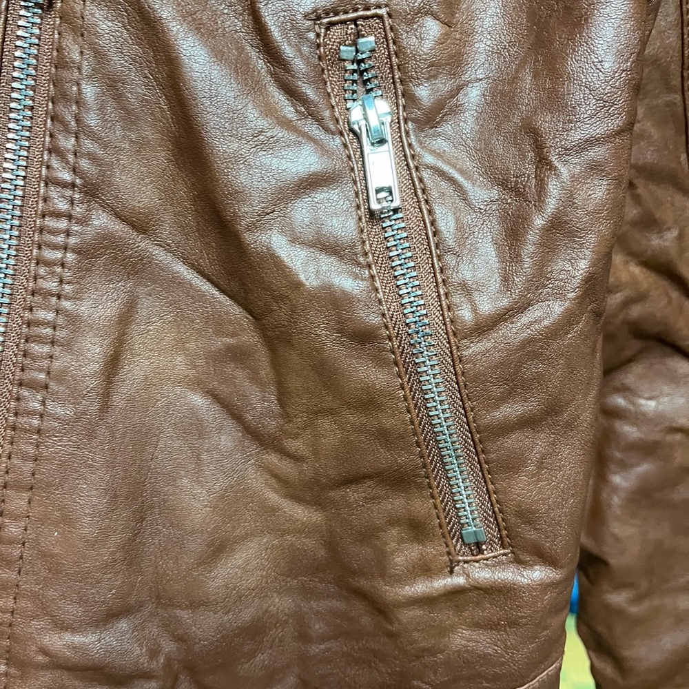 H&M kids girls brown leather moto jacket nwt size 14 - Picture 9 of 13
